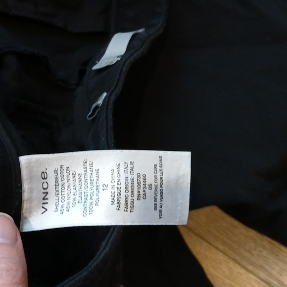 Vince Black Trousers Faux Leather Racing Side Stripe Tuxedo Size 12 - Picture 7 of 7